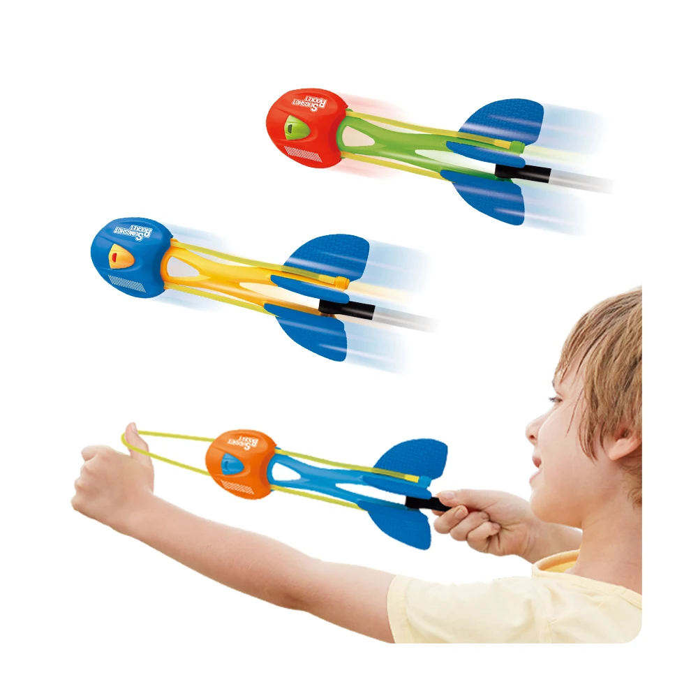 Can Custom Logo Kids Other Summer Outdoor Sports Type Flying Glider Toys Missile Flinger rocket Launcher Toy Flies Up To 25m