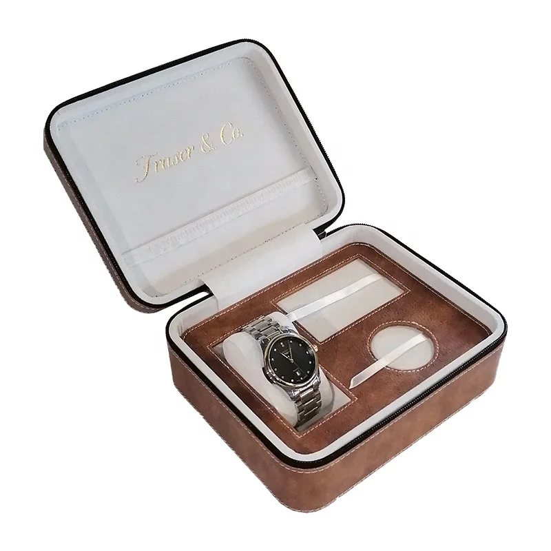 Watches Empty Customized Christmas Gift Genuine Leather Travel Case Watch Collection Display Organizer Watch Case Box