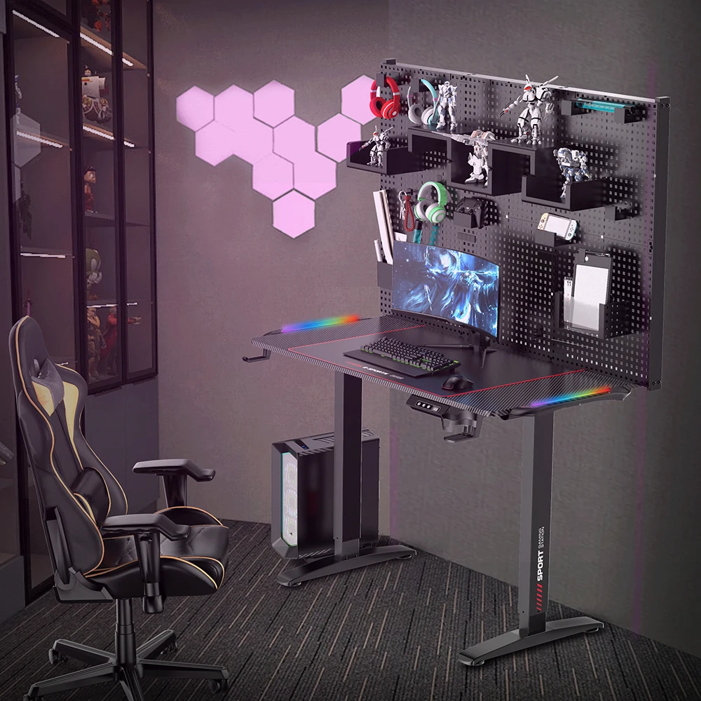 Pegboard Modern Computer Gaming Desk Multi functional Table Adjustable Desk Electric Lifting Gaming Desk
