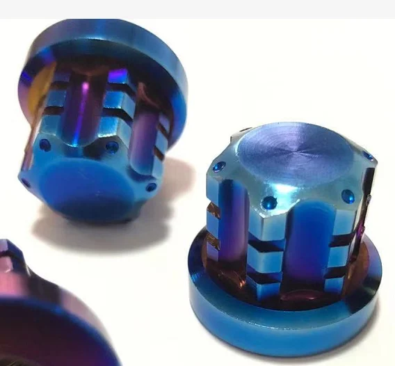 Factory price titanium nut wheel lug nuts m12*1.5 50mm hollow nut burning blue custom-made for industrial bicycle motorcycle car