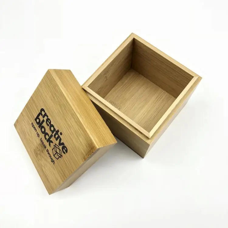 Под заказ лакированная квадратная черная упаковка с логотипом Подарочная Деревянная бамбуковая коробка оптовая продажа