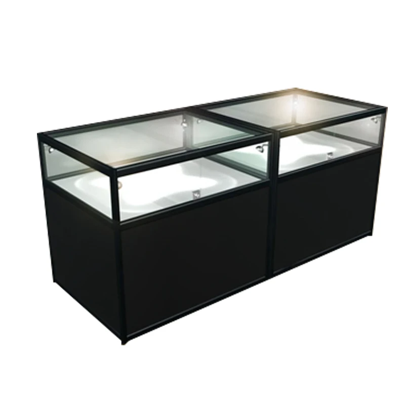 Retail Used Locking Furniture Cabinet Gemstone Ring Glass Jewelry Display Cases With Light