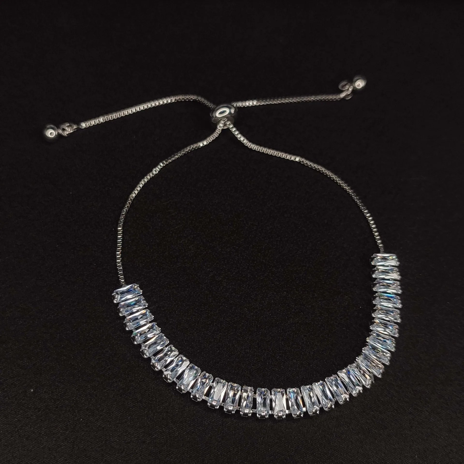 DAIHE New Gold Plated Super Glitter Zircon Square Bracelet Korea Simple Pull Adjustable Bracelet for Women Gift