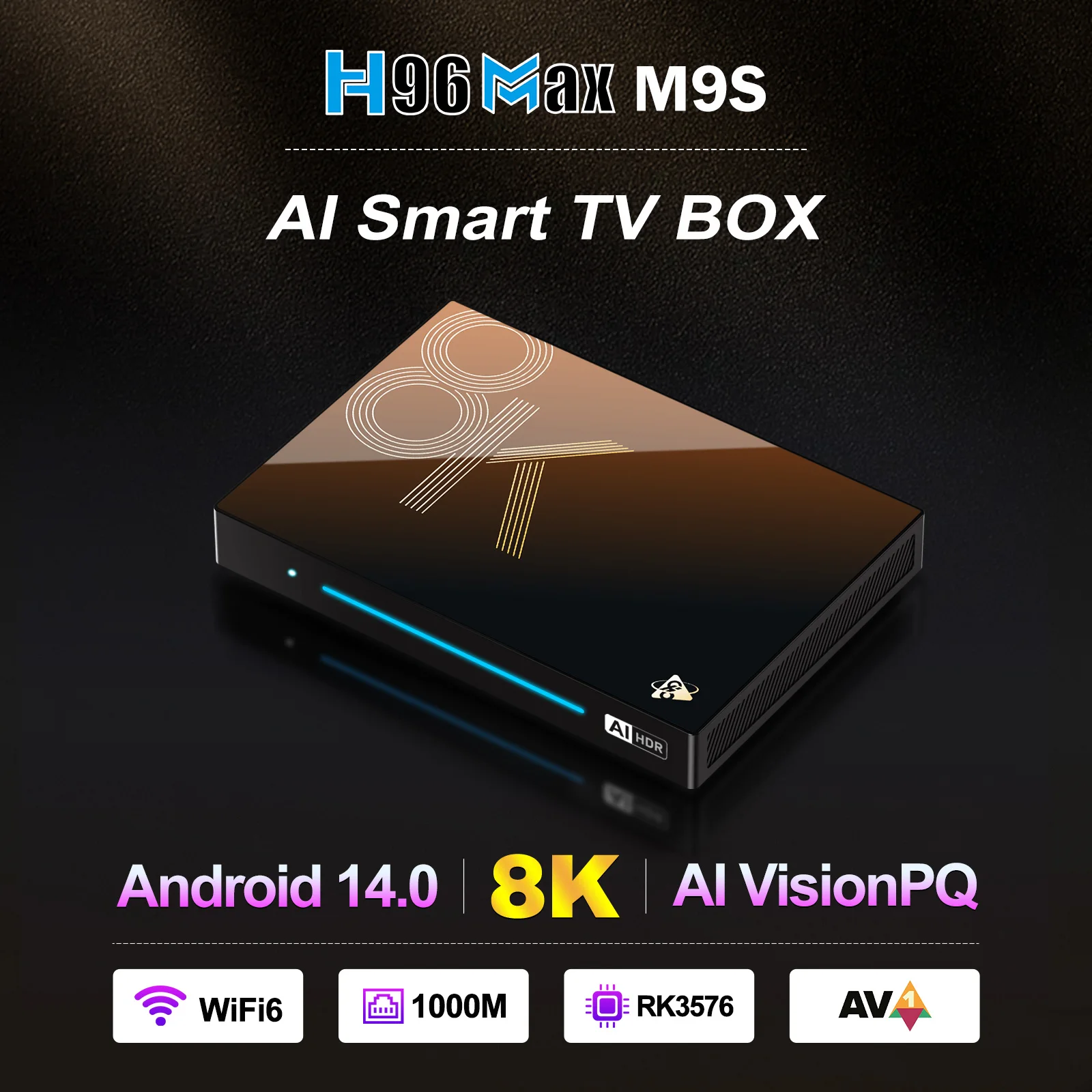 Powerful AI Android 14 TV H96 Max 8G RAM 128G ROM M9S RK3576 Media Player Original 8K Set Top Box