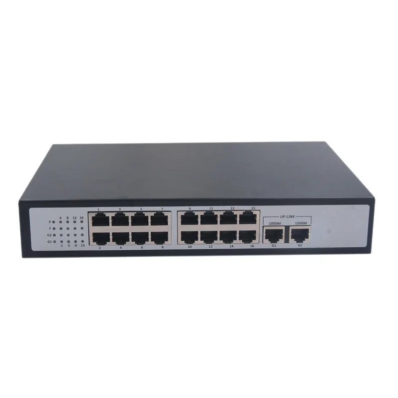Professional CCTV rack 16 Port 260W POE 10/100Mbps and 2 port10/100/1000Mbps Uplink POE Switch monitoring system