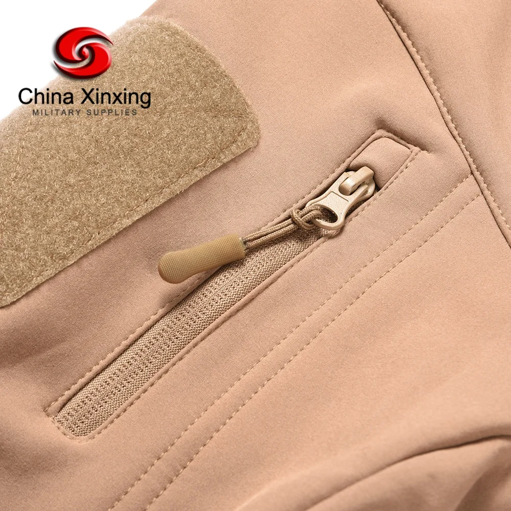 khaki Fleece sharkskin custom tactical jacket for men