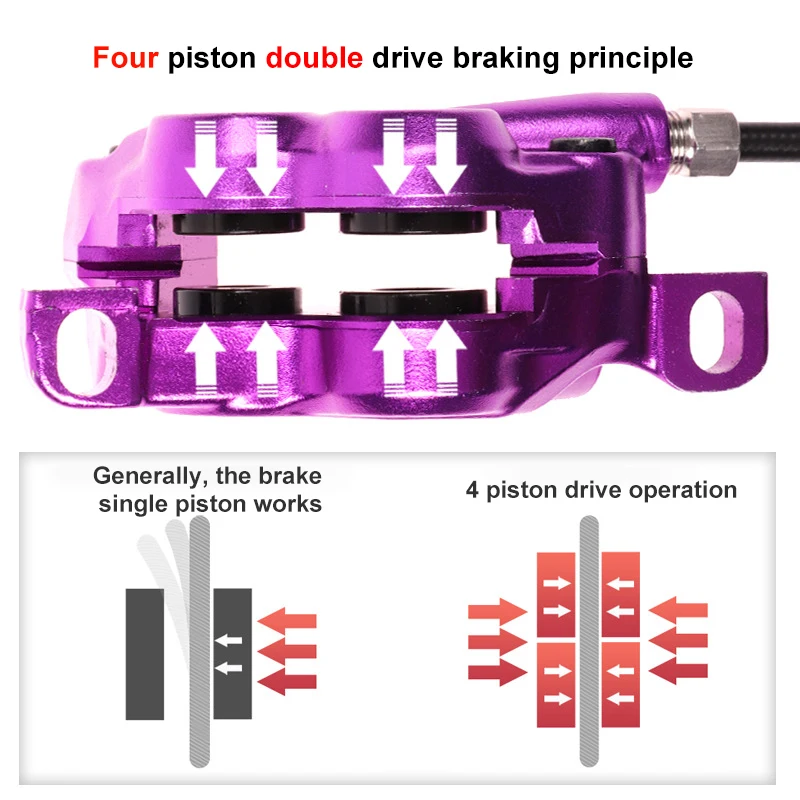 BLOOKE High Quality M7020 Bicycle Oil Hydraulic Brakes 800mm 1400mm For Bikes 4 Piston MTB Hydraulic Brake