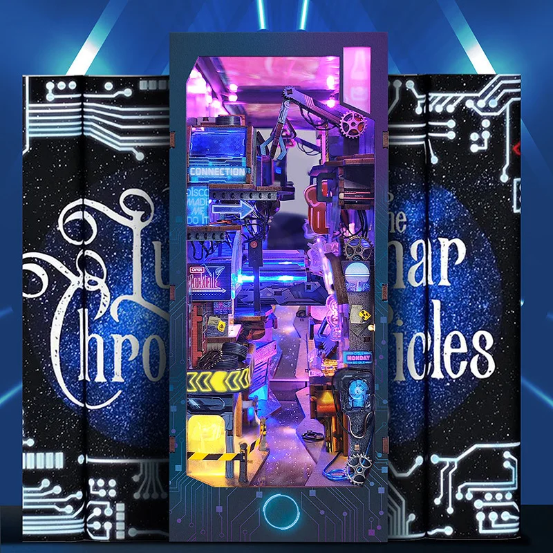 New DIY Book Nook Kit 3D Wooden Bookshelf Miniature Building Kits Creative Model wooden doll house for girls