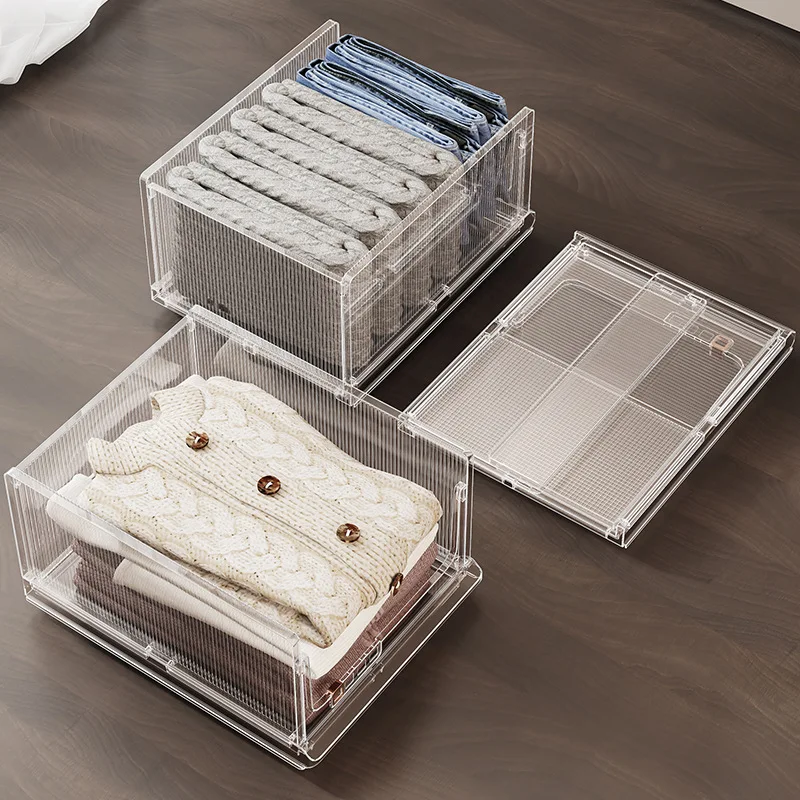 2023 Hot selling modern folding storage box plastic transparent clothes toys books sorting storage box