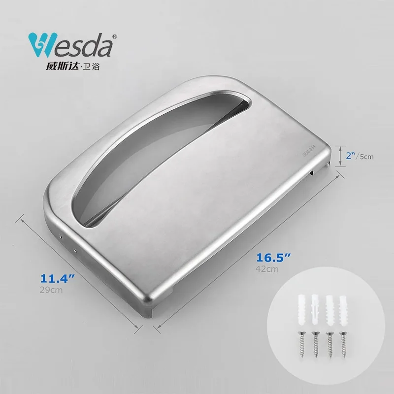 WESDA Stainless Steel Toilet Paper Dispenser Half Fold Stainless Steel Wall Mounted Toilet Seat Cover Holder for Commercial
