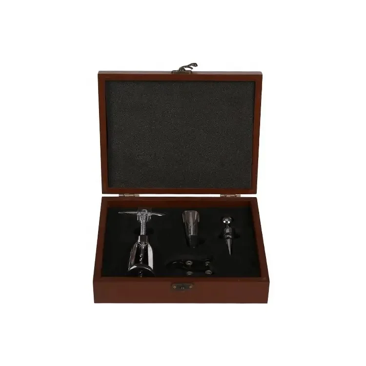 Deluxe wooden box wine gift set with chess wine accessories gift set home improvement wine opener corkscrew set with wooden box