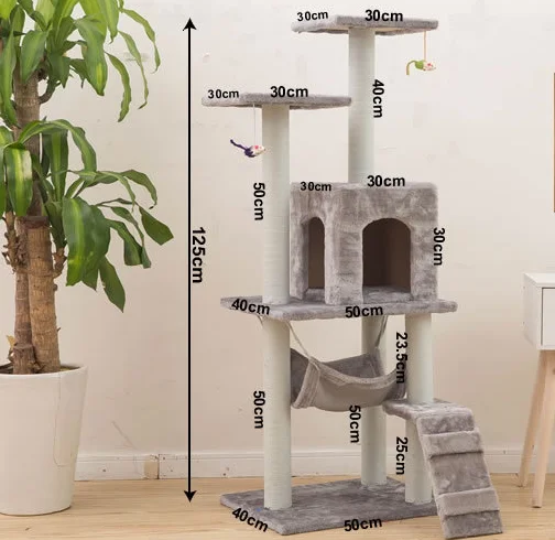 Activity Pet  Luxury Furniture Modern  Scratcher Natural Wood  Large Cat Tree House Tower