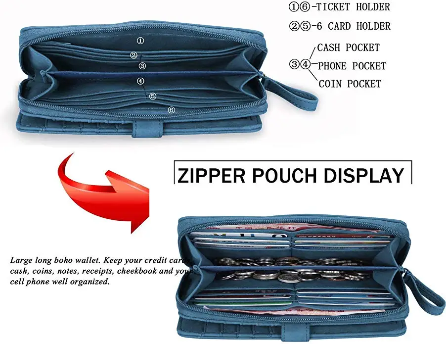 2020 Wallet for Women Clutch PU Leather Cellphone Card Money Organizer Ladies Handbags with wireless charger powerbank