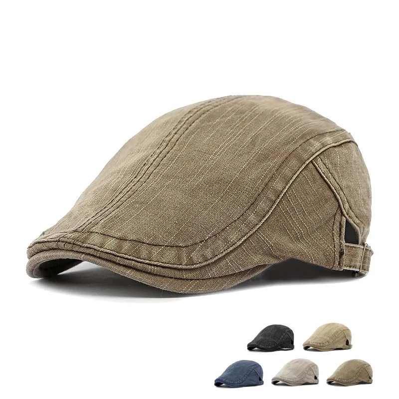 Daily Wear News boy Hats Men Flat Cap Cotton Adjustable Size Breathable Irish Cabbie Ivy Driving Hunting Hat Beret Cap