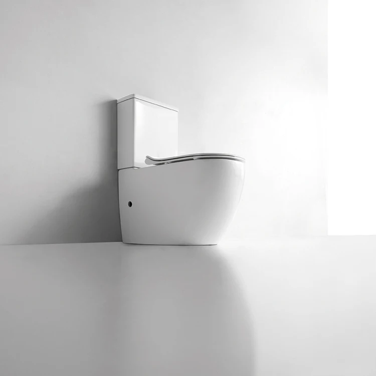 European design ceramic wc soft-closing seat toilette sanitary bathroom toilets rimless wc closet floor mounted two piece toilet