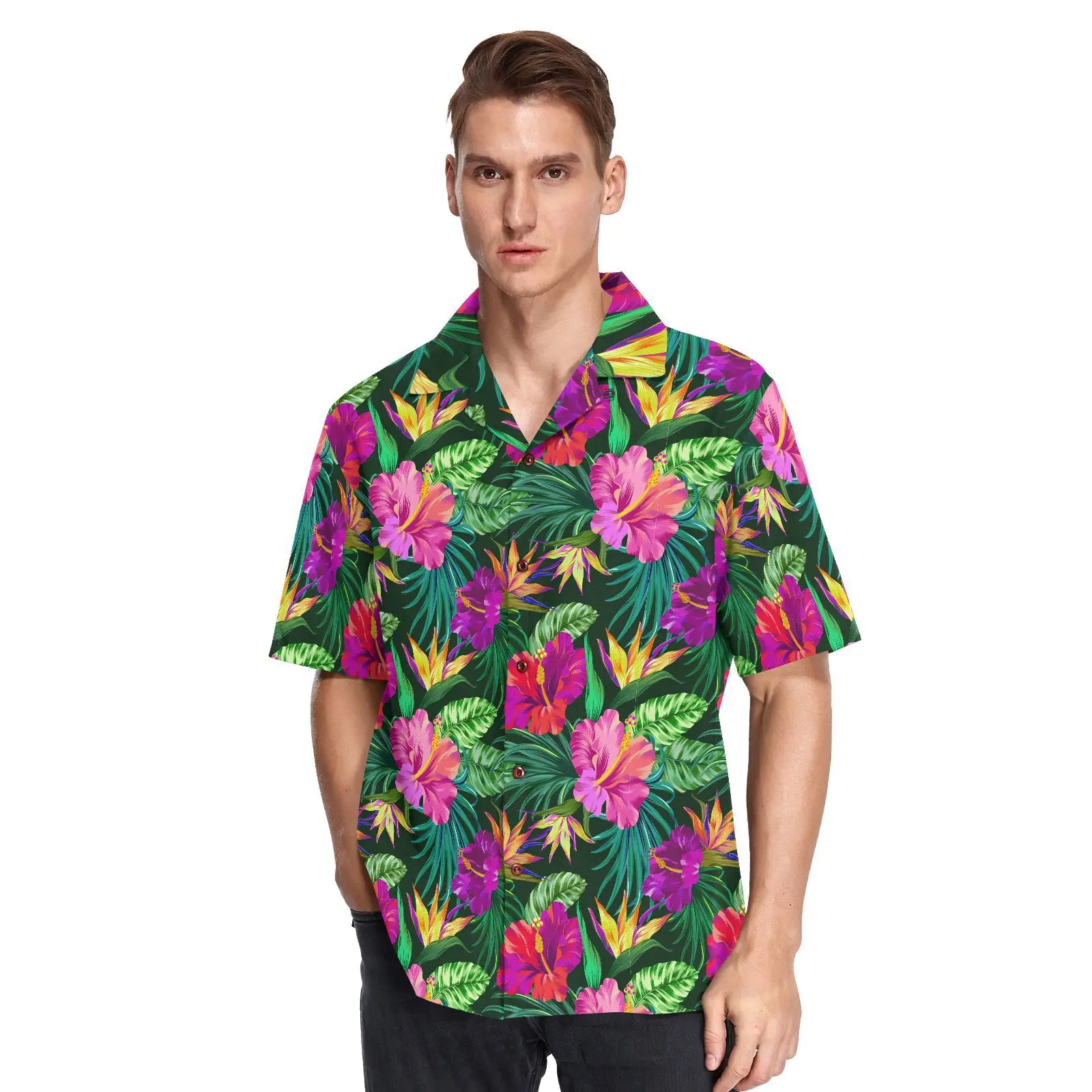 Мужская рубашка с коротким рукавом и пуговицами