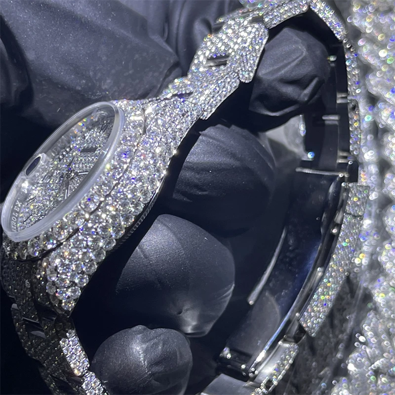 iced out hip hop jewelry Accept Customization Men Luxury Watch Iced Out VVS Moissanite Watch Bling Diamond Watch