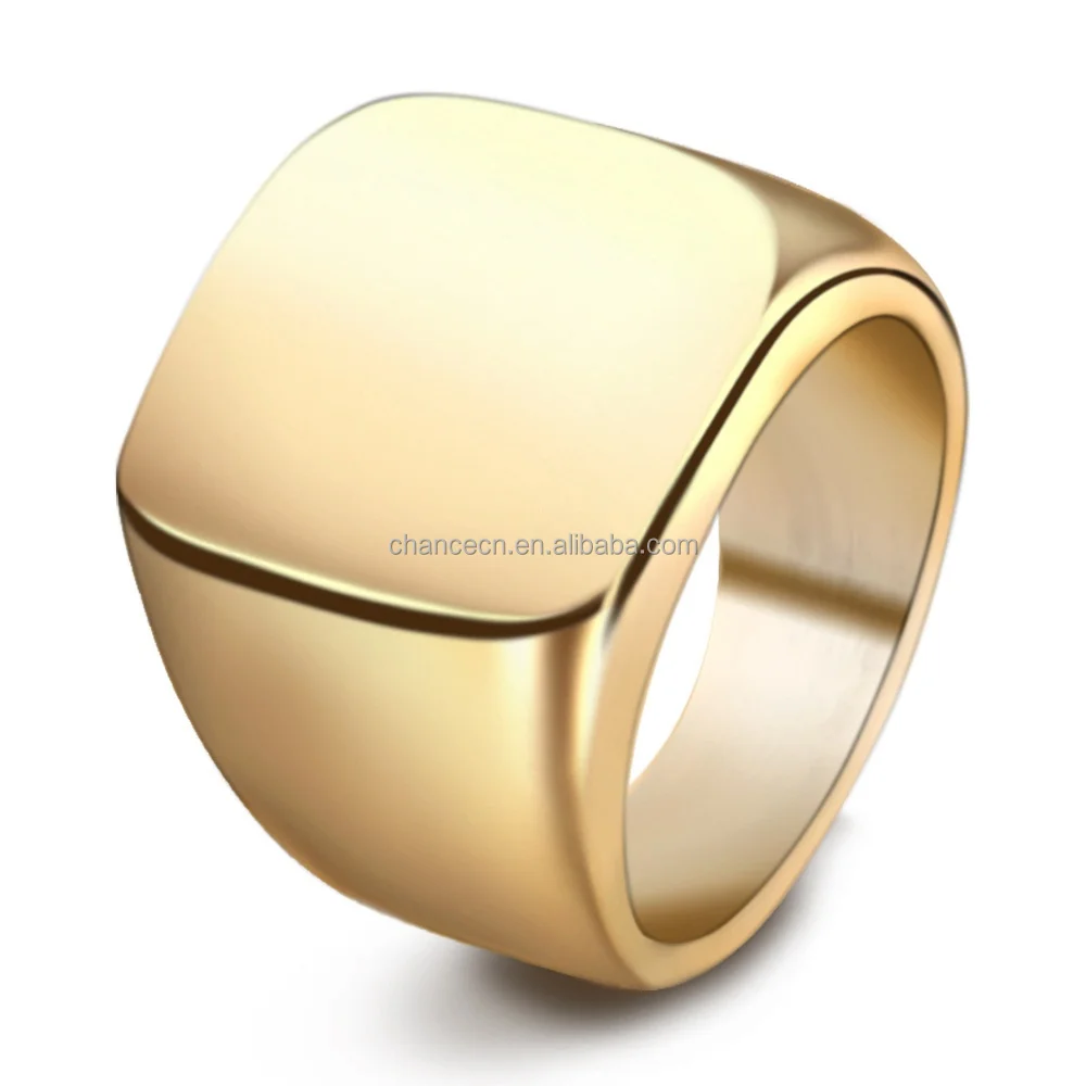 Fashion Simple Stainless Steel Blank Square Smooth Finger Ring for Men