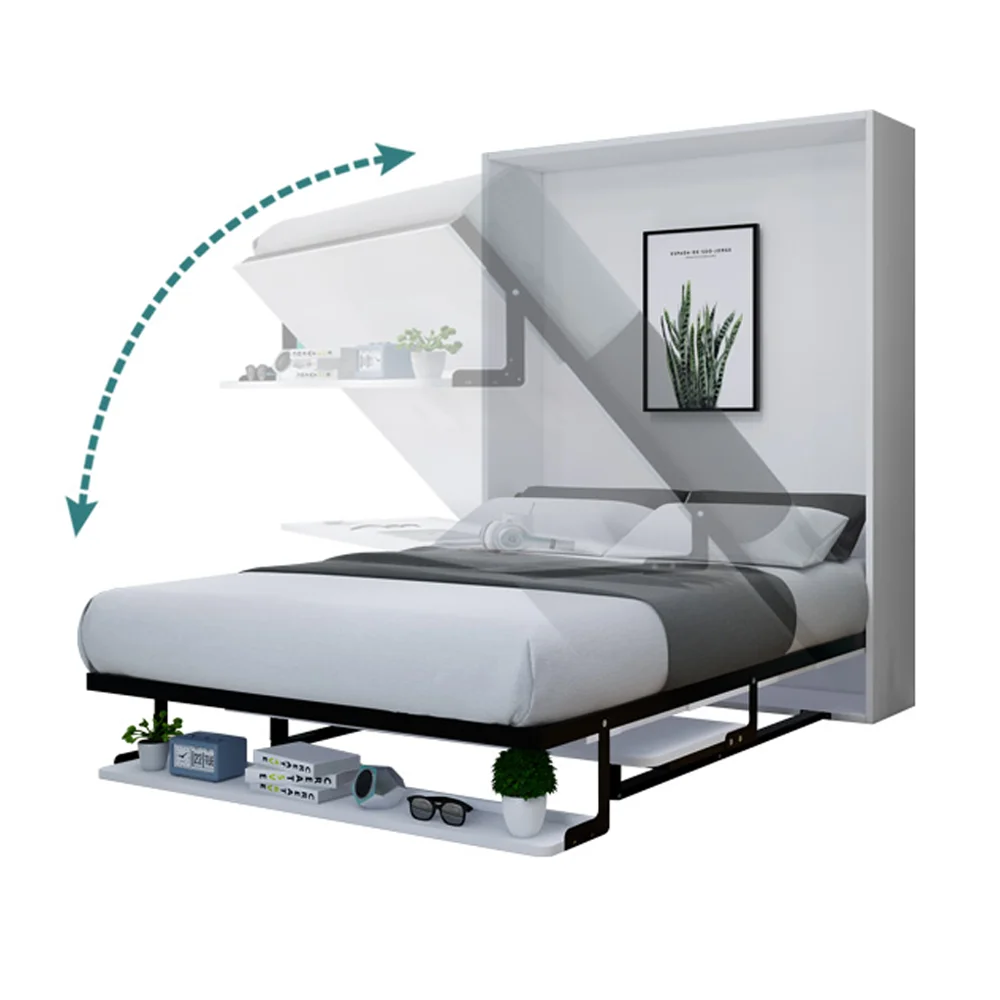 Modern Italian Style Custom Fold Down Wall Bed King Size Double Sofa Furniture With Wardrobe Cabinet Murphy Bed