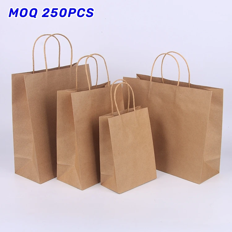 KM High Quality Cheap Brown Kraft Paper Bags with Handles Ready to Ship from China Factory for Packaging and Shopping