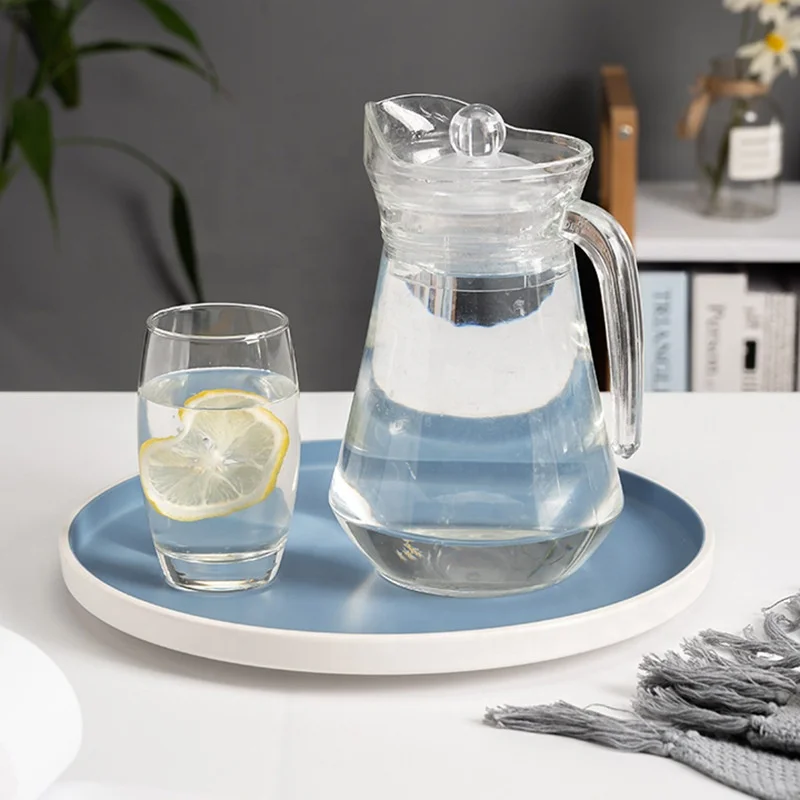 OEM jarra de vidrio 1.3 Poland Peru hot selling glass juice jug Good quality large cool glass pitcher tea beverage pitcher jug
