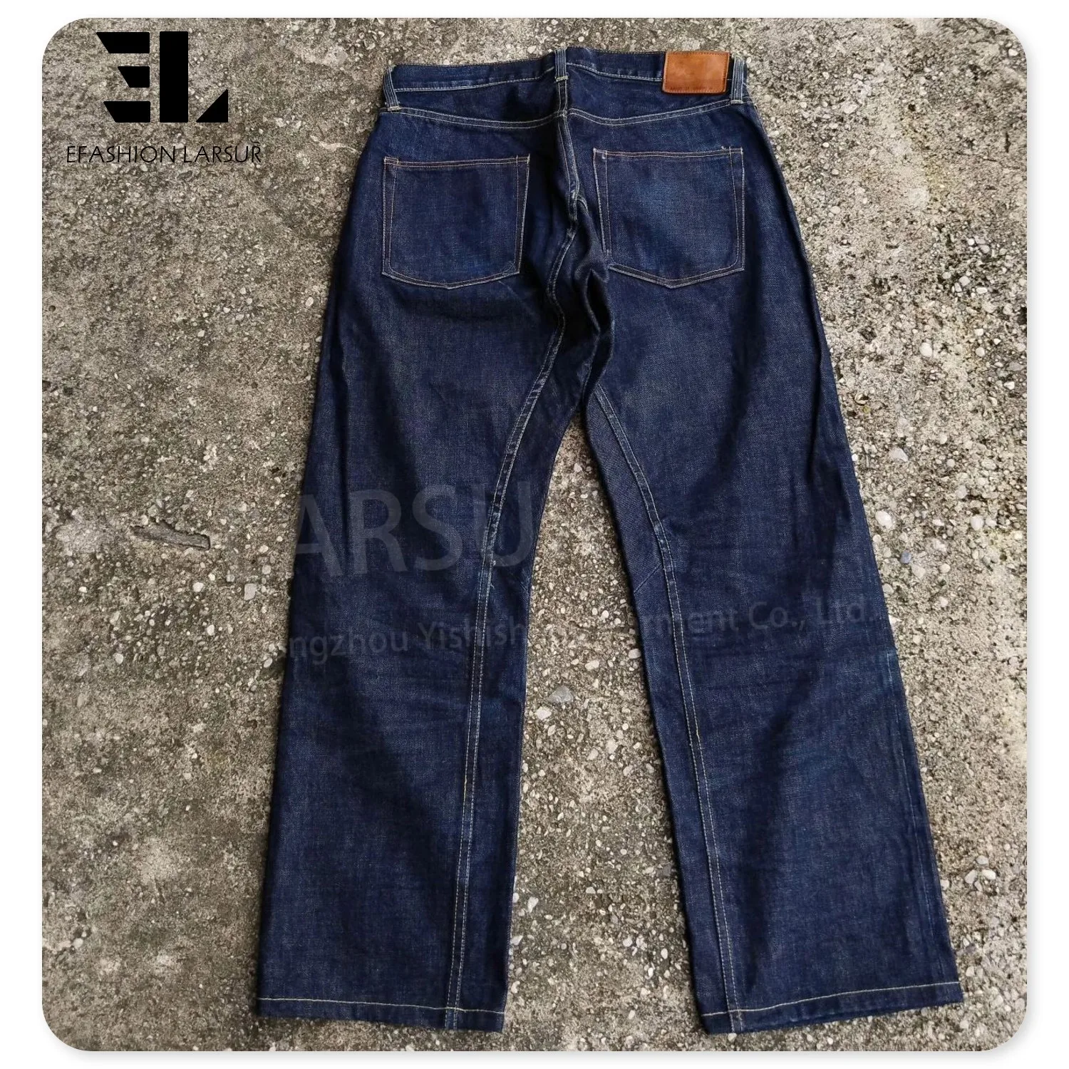 LARSUR Custom denim manufacturer button fly selvedge denim pants men slim fit straight selvedge jeans men Japanese style