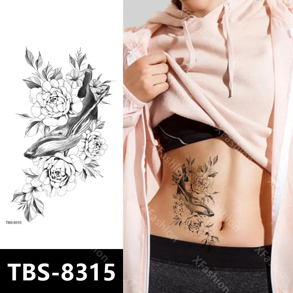 Оптовая Продажа с фабрики модные сексуальные Временные татуировки большие черные Водные Переводные аниме наклейки татуировки