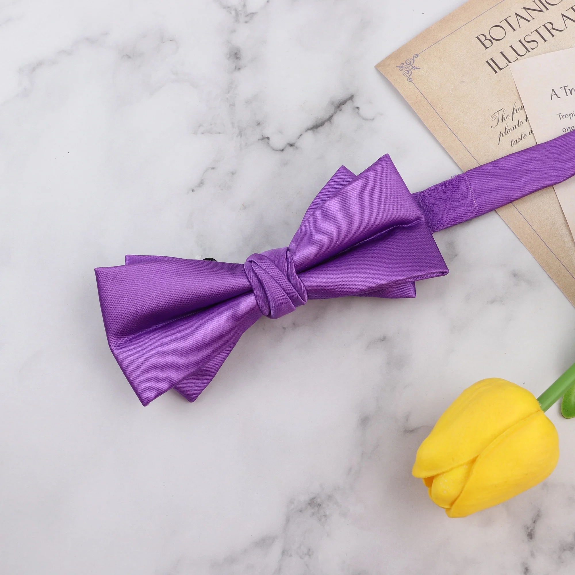 Personalized fashion business handmade bowties pink purple high quality cheap adjustable bow tie satin polyester bow yies