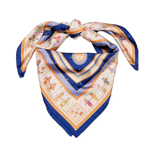 Новый модный большой квадратный атласный шелковый шарф с принтом логотипа Johnin