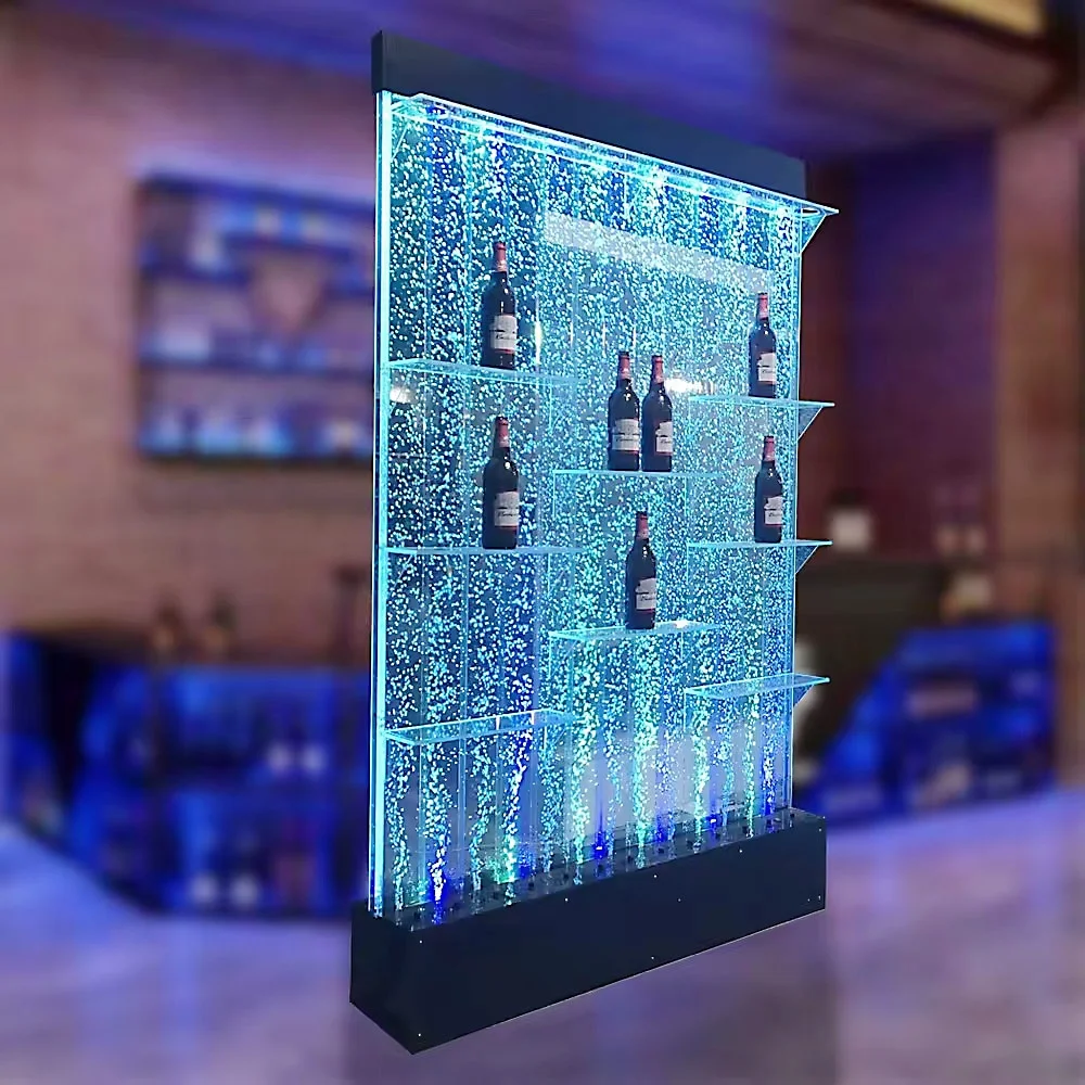 Factory Price Custom Acrylic Water Bubble Wall led light Screens and Room Dividers With Bar Shelves For Bar Decor