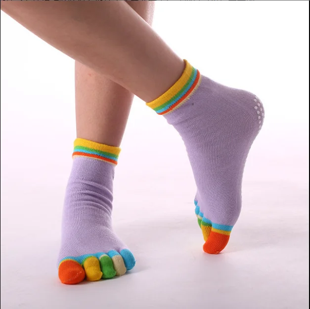 Yoga socks women cotton dot glue non slip five finger socks safety professional indoor sports fitness