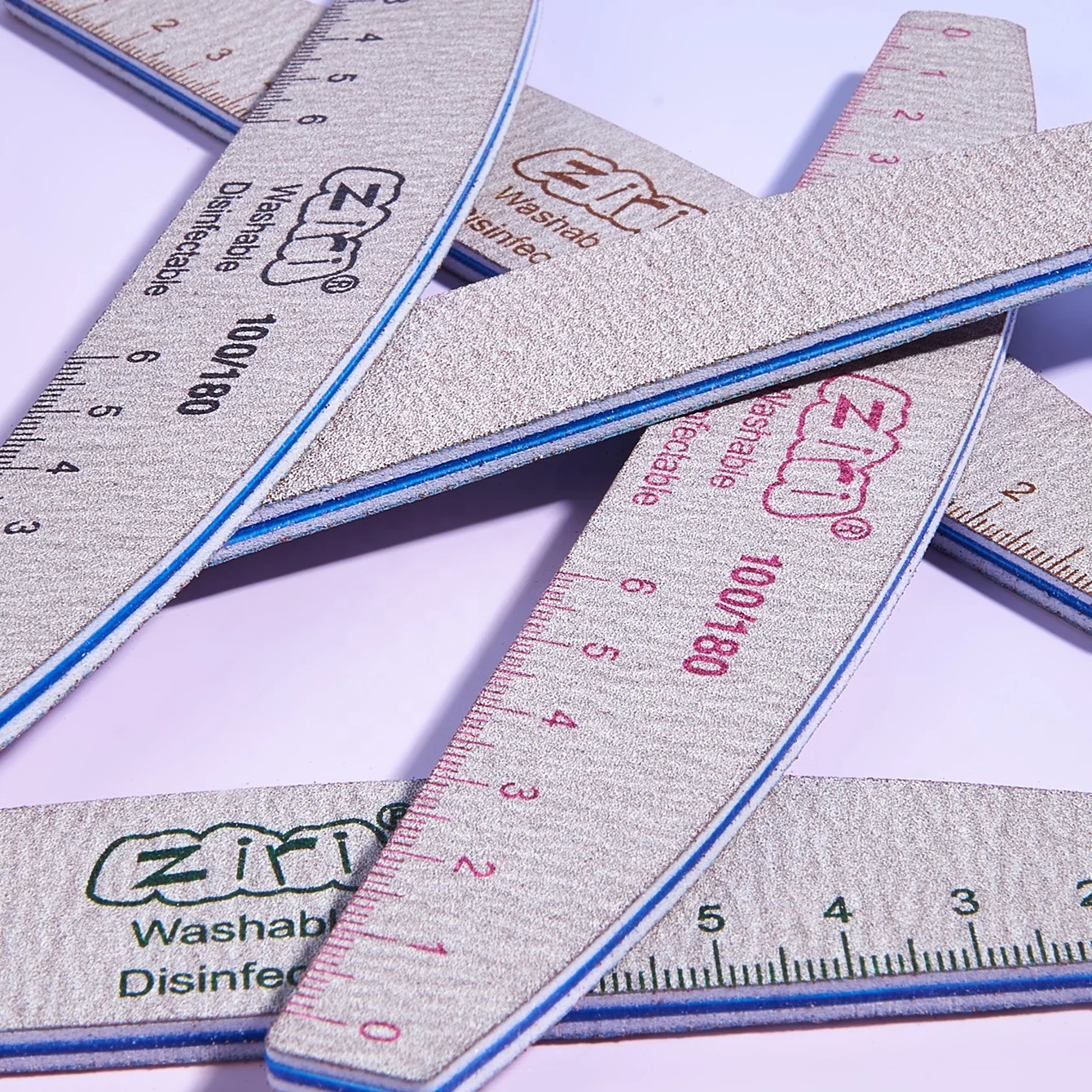 Ziri Factory Wholesale Nail Art Tools Professional Manicure Emery Board Custom Logo Limes Ruler Zebra 100/180 Nail Files