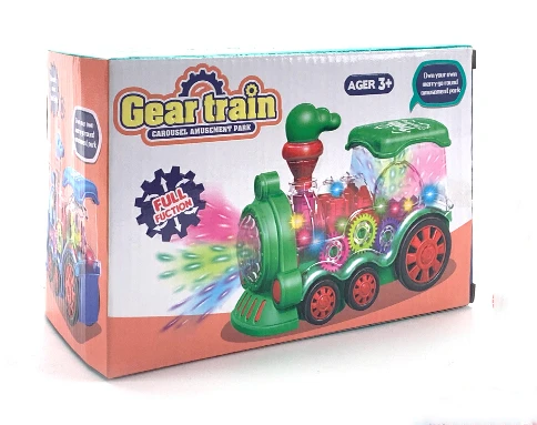 Kids Mini Electric Trains Power Wheel Toy Transparent Universal Gear Train Toy With Light And Music