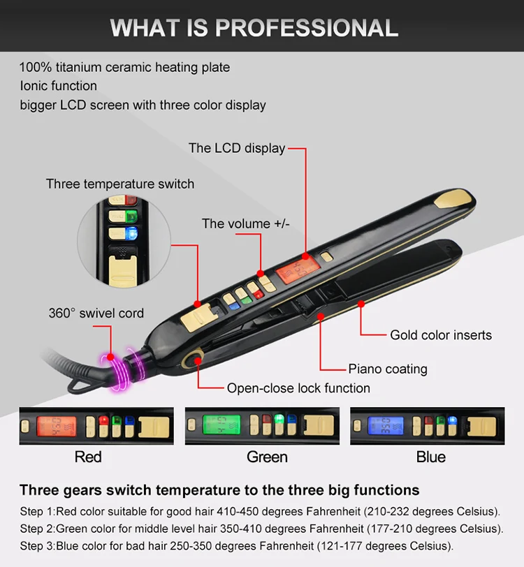 High Temp Straightener Hot Comb Hair Household Frizz Infared Infrared Steam Japanese Keratin Straightening Korean Lcd Brush