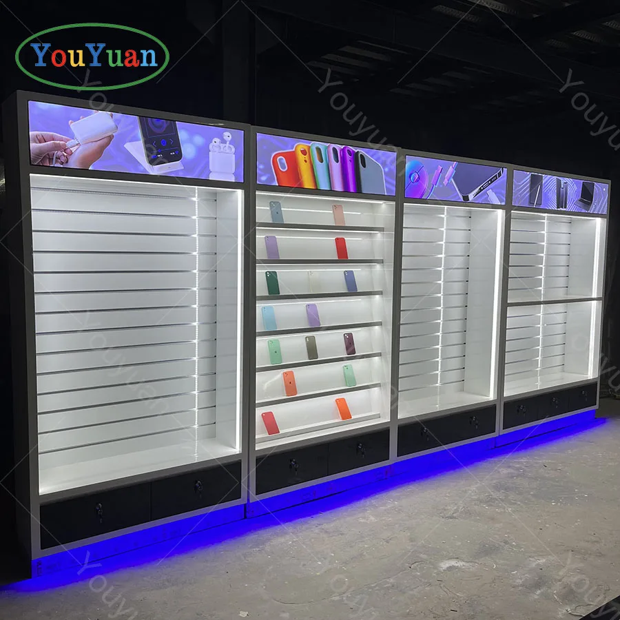Best Quality Phone And Accessories Shop Design Kiosk For Cellphone Repair Glass Shelves Display Showcase For Retail Store