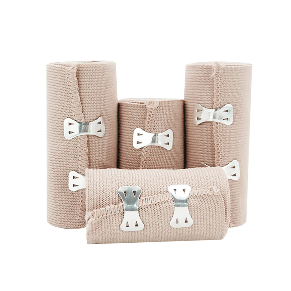Custom size  4.5m medical strip high compression cotton elastic bandage with aluminium clip