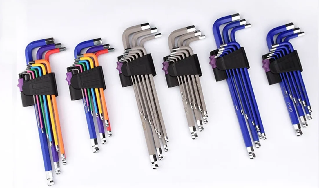 wholesale Colour Multicolor Extra Long Short Arm Ball Point Torx Star Colourful Allen Wrench Hex Key Set tool set