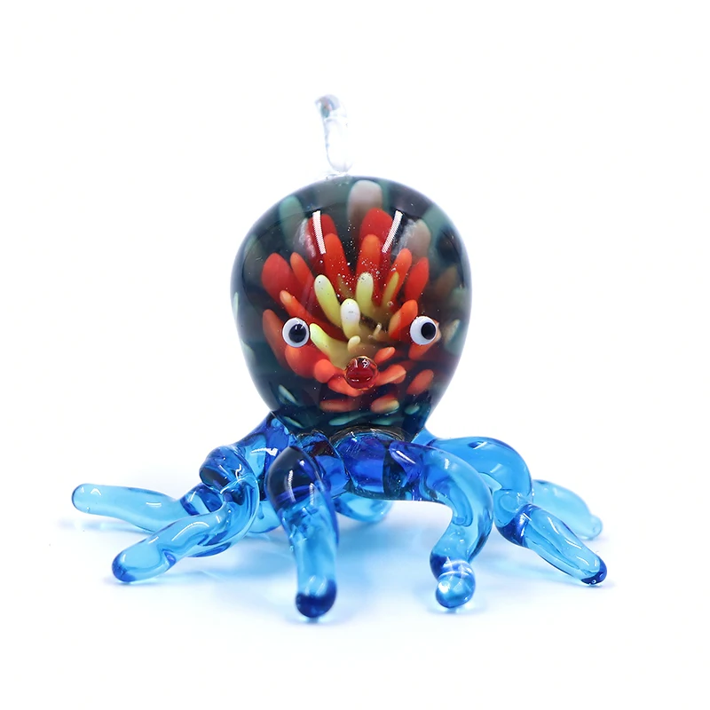 Custom Handmade Murano Lampwork Hanging Glass Flower Octopus Jellyfish Ornament
