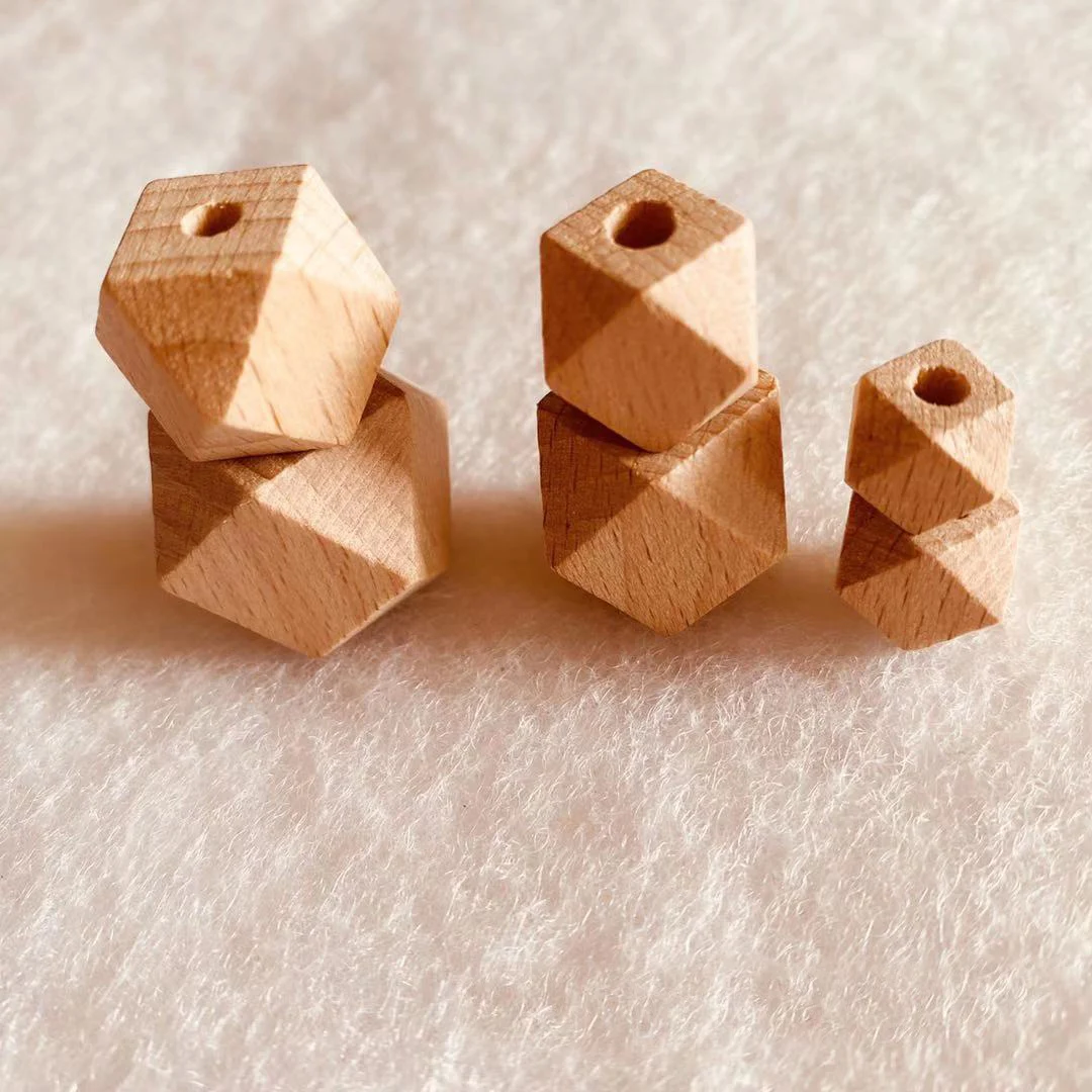 20mm Large Wooden Beads 10mm Wooden Teether Beads Bracelet Necklace Garland Custom Hexagon Wood Beads For Jewelry Making