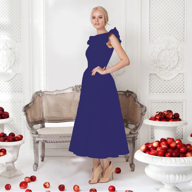 New French Style Retro Dress Elegant Ladies Wear Sleeveless Dress Hot Girl Solid Evening Dress Women