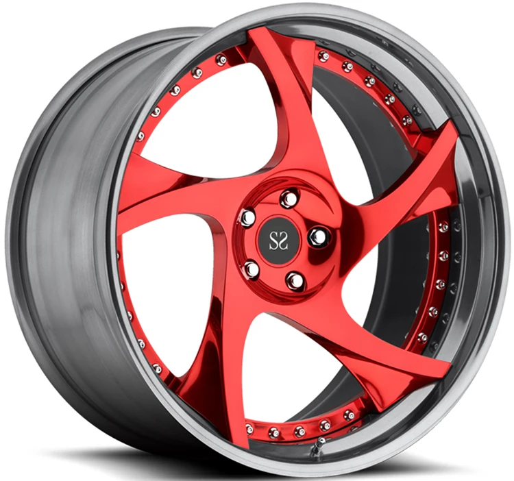 5x120 PCD 18 19 20 21 22Inch Red Machine Spoke For GLE 350 2-pc Forged Alloy wheels Custom Luxury Rims