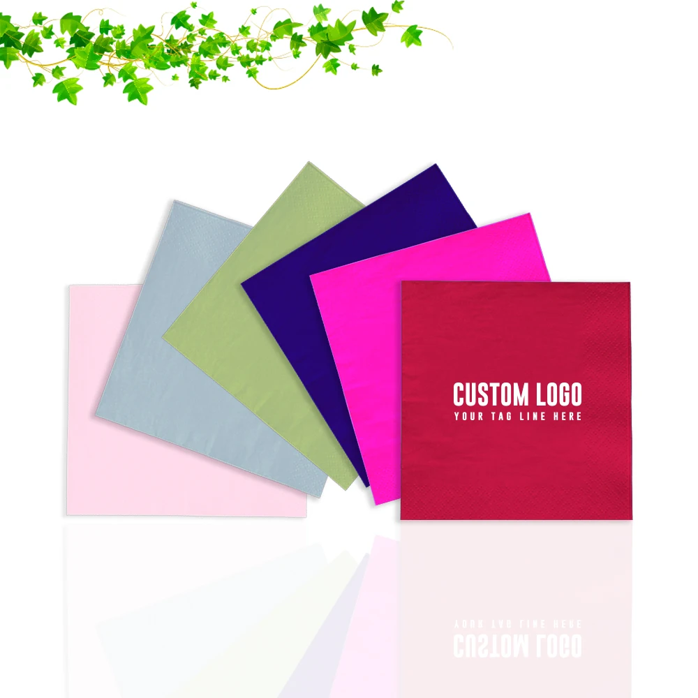 Customize Logo Printing Cutlery Disposable Christmas Wedding 1/8 Fold Airlaid Paper Napkins