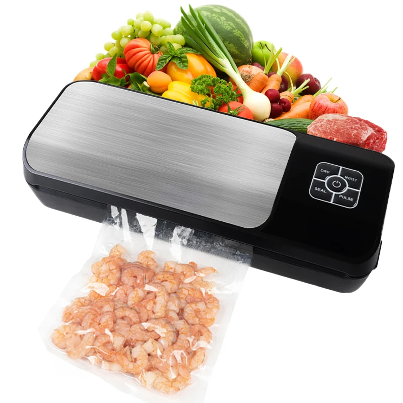 Automatic Household Kitchen Electric Vaccum Packaging Vacuum Food Sealer Machine With Built-In Sliding Cutter And Roll Bag