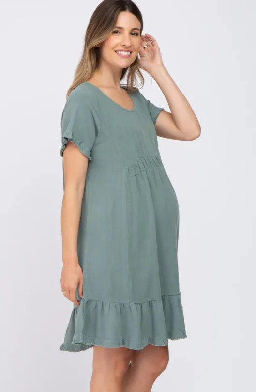 2022 wholesale sage maternity clothes hem breastfeeding dress for maternity clothes