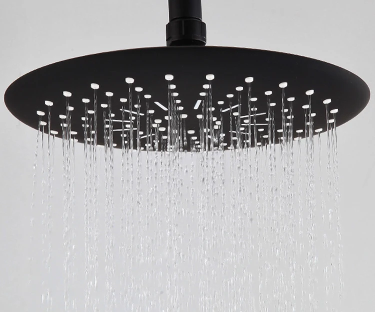 Cheap Wall Mounted SUS304 Black Shower System Rainfall Shower Head Adjustable Shower Bar with Valve Faucet for Bathroom