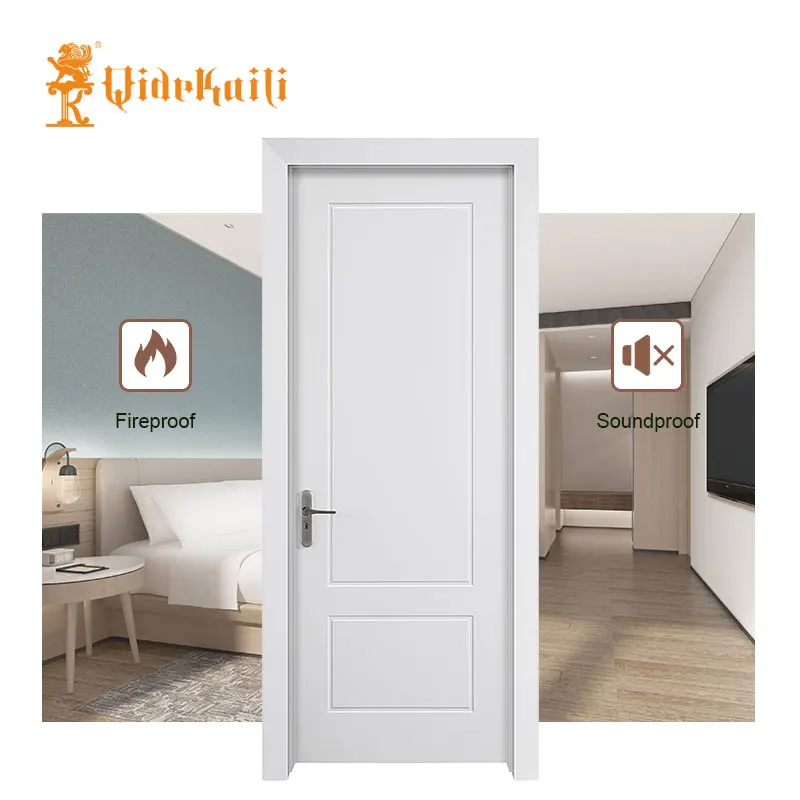 Wholesale Qide 5 Panel Internal White Painted Primed Acoustic Soundproof Living Room Safety Doors For Home