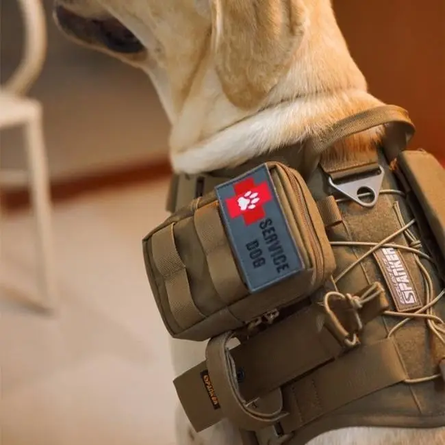 Large big Four-piece Army Green Tactical Nylon Dog Harness Adjustable Breathable No Pull Dog reflective Harness vest
