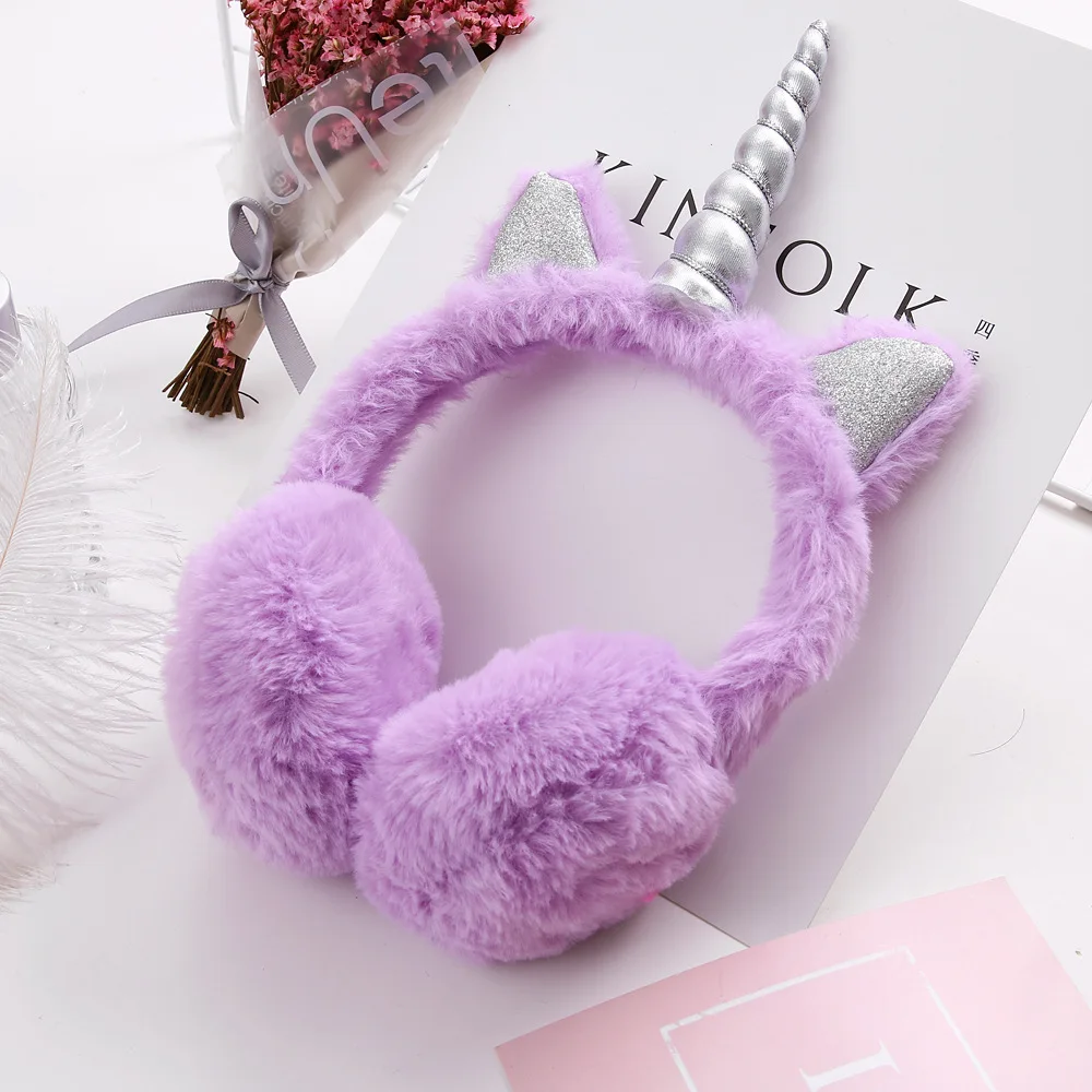 Go Party wholesale Hot winter faux fur unicorn headband warm earmuffs