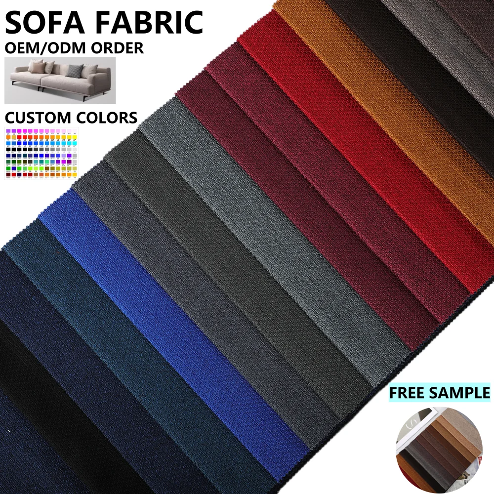 High Quality 100% Polyester Linen Look Sofa Fabric Woven and Dyed Textile Raw Material for Upholstery Wholesale