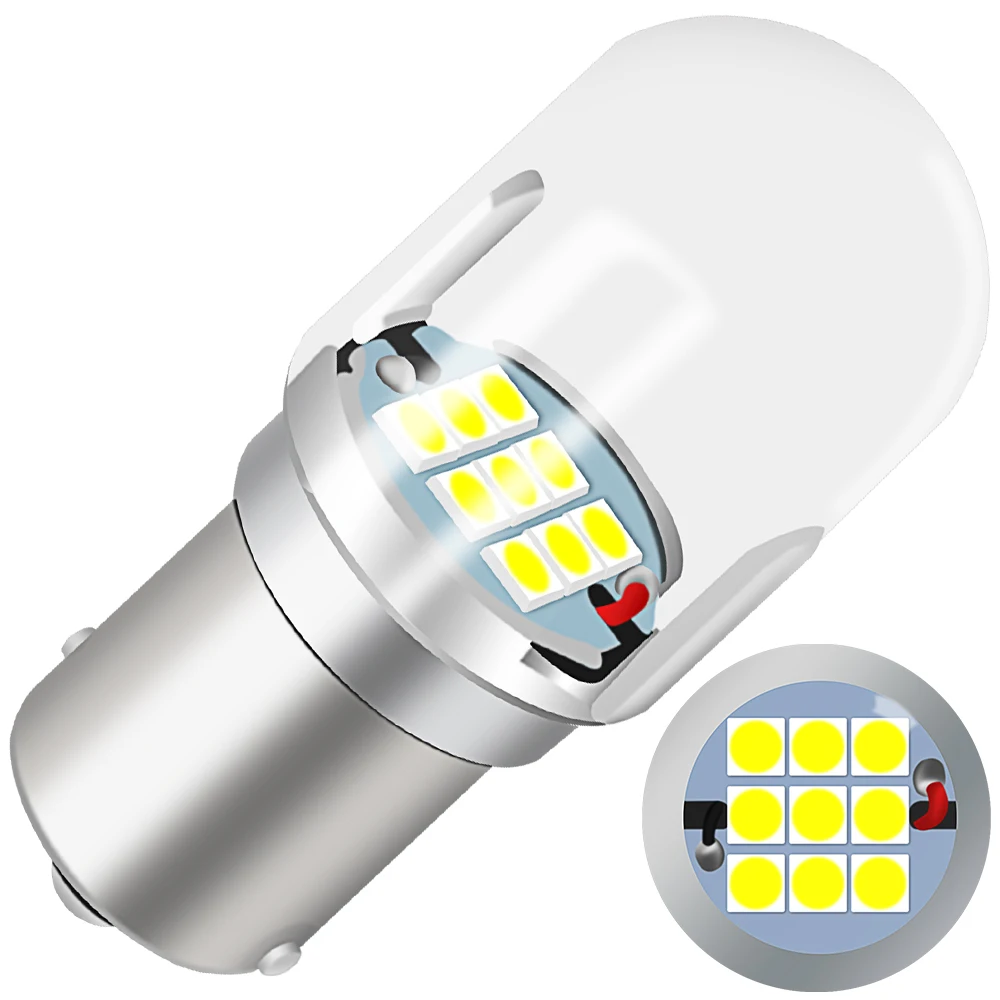 Hot Selling 12V 1156 BA15S 1157 BAY15D 3156 7440 Led 3030 9SMD White Bulb Car Reverse Light Turn Signal Lamp DJ208
